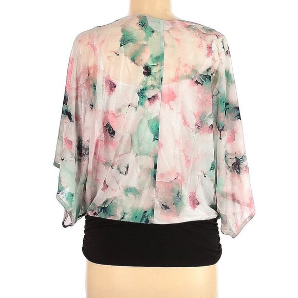 JENNIFER LOPEZ women's x-small pastel floral cold shoulder flowy shirt blouse - Picture 9 of 12